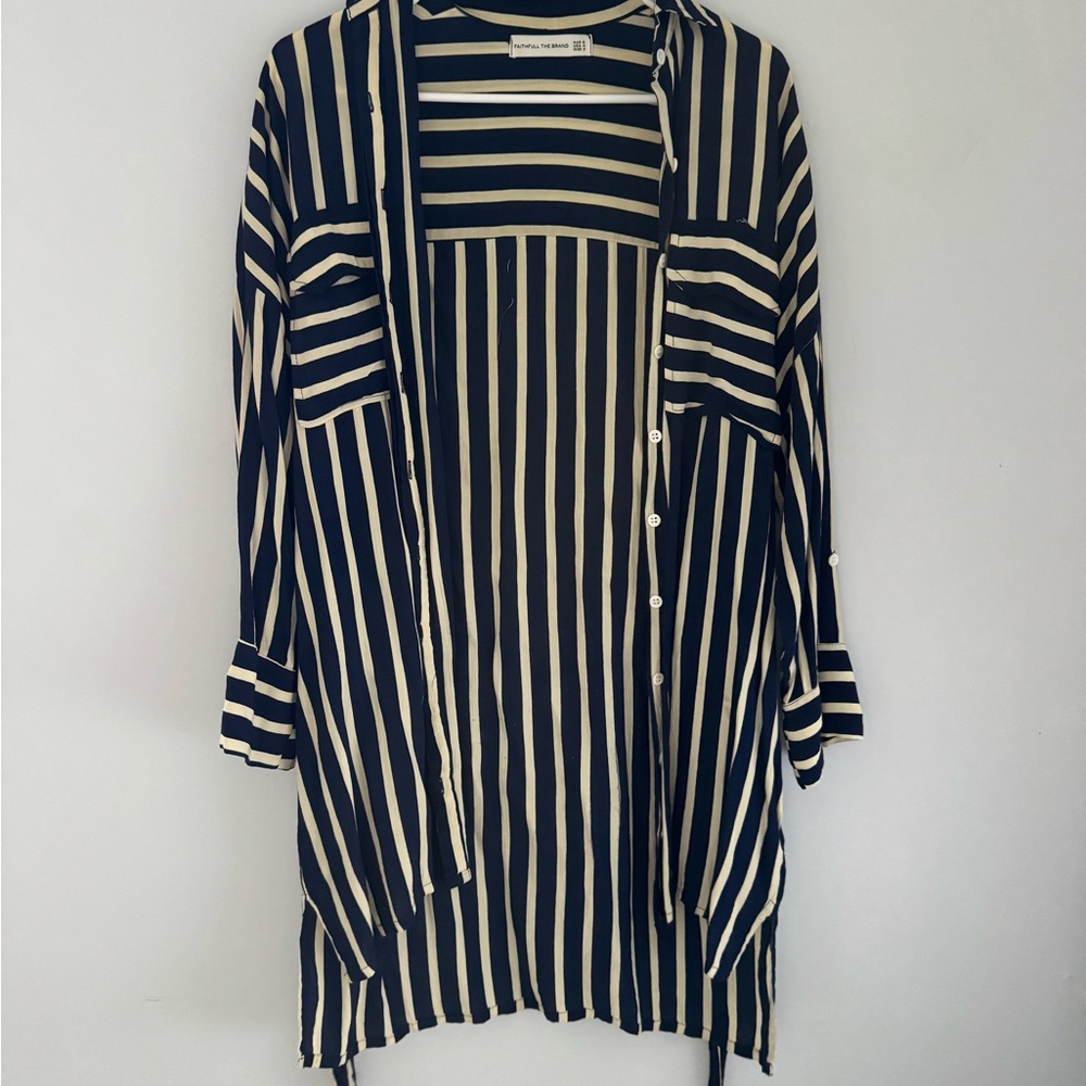 Faithfull the Brand Navy and Cream Striped Top